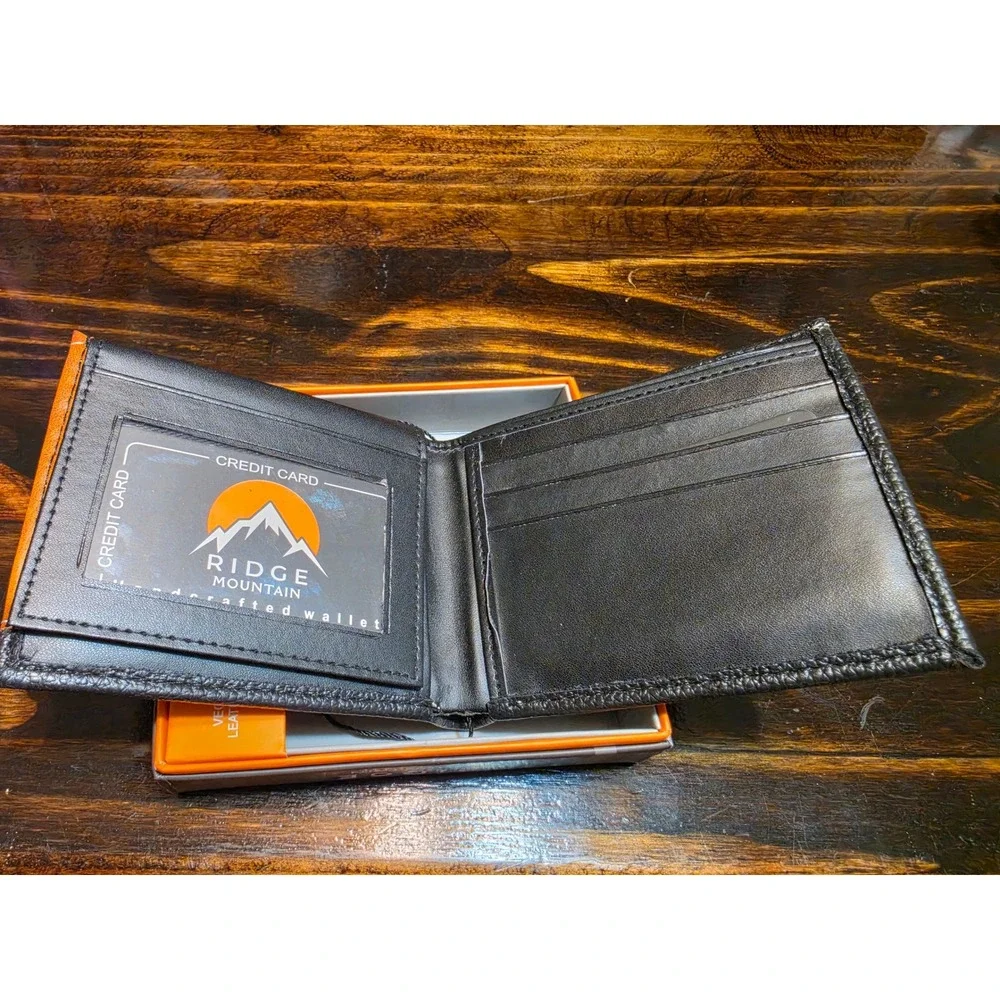 Ridge Mountain Mens Western Bifold Wallet Vegan Leather Horse Head Studded New